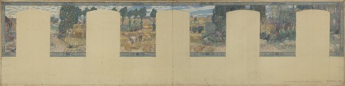Esquisse pour la mairie de Fresnes : Paysage. Travaux des champs, 1905. Creator: Victor Menu.