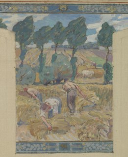 Esquisse pour la mairie de Fresnes : Paysage. Travaux des champs, 1905. Creator: Victor Menu.