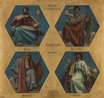 Esquisse pour l'église Saint François Xavier: Isaïe, 1875. Isaiah, Jeremiah, Ezekiel, Daniel.