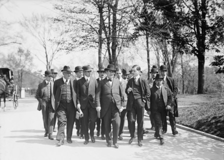 William Jennings Bryan, Rep. from Nebraska, with Newspapermen, 1914. Creator: Harris & Ewing.
