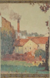 Esquisse pour la mairie de Fresnes : paysage rural en lisière de forêt, 1905. Rural landscape.