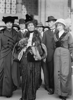 Miss Lucy Burns of C.U.W.S. - Left, with Mrs. Emmeline Pankhurst, 1913. Creator: Harris & Ewing.