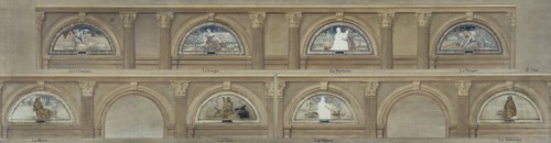 Sketch for the dining room in the Hôtel de Ville, Paris : c.1891. Creator: Eugene Martial Simas.