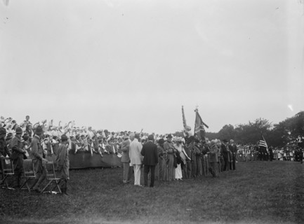 Confederate Reunion - Colors On Mall, 1917. Old soldiers with confederate flag in Washington, DC.