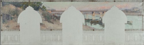 Esquisse pour la mairie d'Asnières : Eté. La Seine à Asnières, c.1900. Creator: Henri Gaston Darien.