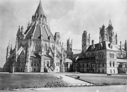 Dominion Of Canada, Ottawa Library, Part of Parliament Buildings Group, 1914. Creator: Harris & Ewing.