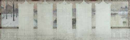 Esquisse pour la mairie d'Asnières : Hiver. La Seine à Asnières, c.1900. Creator: Henri Gaston Darien.