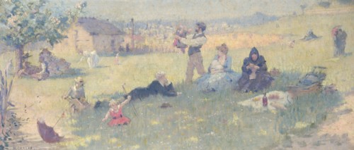 Esquisse pour la salle des mariages de la mairie du 14ème : La famille, 1889. Creator: Maurice Chabas.