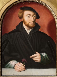 Portrait of a man with a carnation, 1535. Creator: Bruyn, Bartholomaeus (Barthel), the Elder (1493-1555).