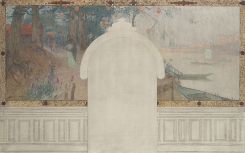 Esquisse pour la mairie d'Asnières : Printemps. La Seine à Asnières, c.1900. Creator: Henri Gaston Darien.