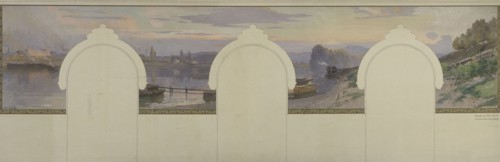 Sketch for the town hall at Asnières : banks of the River Seine, c.1901. Creator: Paul Leon Felix Schmitt.