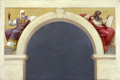 Esquisse pour l'église Saint-François-Xavier : Moïse et Aaron, between 1874 and 1876. Creator: Romain Cazes.