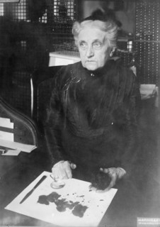 Mrs. Brown of Treasury Department - Identifying Damaged Bills For Redemption, 1913. Creator: Harris & Ewing.