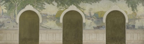Esquisse pour la mairie d'Asnières : La Seine au pont de Clichy., 1900. Creator: Henri Marius-Camille Bouvet.