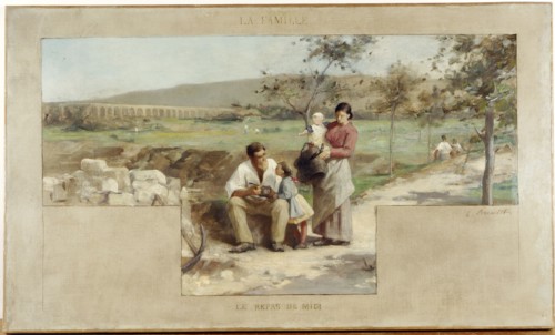 Esquisse pour la mairie d'Arcueil-Cachan : La famille - le repas de midi, 1888. Creator: Alfred Henri Bramtot.