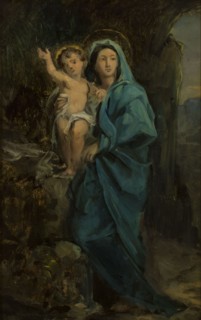 Esquisse pour la chapelle de Bois-Colombes : La Vierge et l'enfant Jésus, c.1876. Creator: Francisque Desportes.