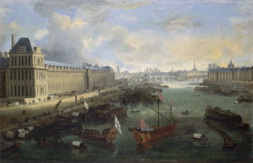 Grande Galerie of the Louvre, Pont-Neuf, the Cité, Collège des Quatres-Nations, around 1670... Creator: Unknown.