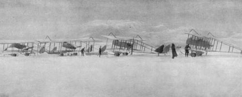 ''Escadrille francaise de Serbie surprise par un forte chute de neige pres de Prizrend.', 1916. Creator: Unknown.