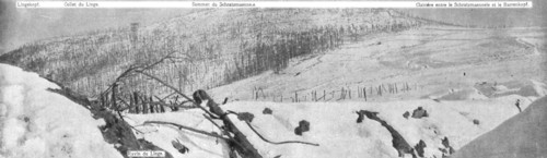 ''La Neige sur les sommets disputes de la Haute-Alsace; Le Linge et le Schratzmaennele.', 1916. Creator: Unknown.