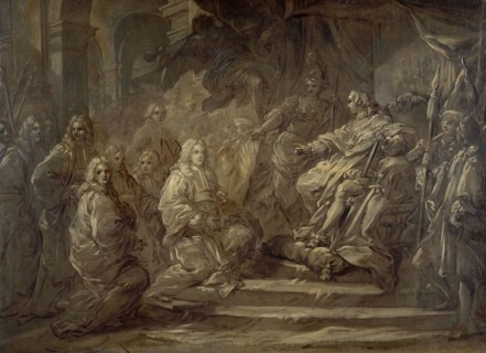 Louis XV recevant le corps de la Ville à l'occasion de la publication de la paix de 1739. Creator: Carle van Loo.