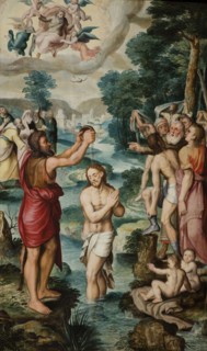 The Baptism of Christ (Triptych, left side panel), 1560. Creator: Robionoy, Jean de (active Mid of the 16th cen.).