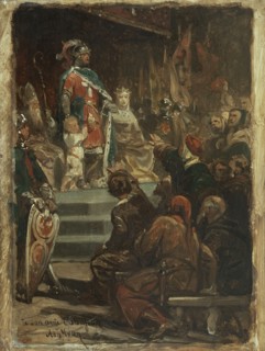 Sketch for the Hôtel de Ville, Paris : Philip II of France leaving for the Holy Land, c.1862. Creator: Adolphe Yvon.