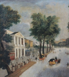 Theatre des Varietes and panorama of rotundas on boulevard Montmartre, around 1820, current 2nd... Creator: Unknown.