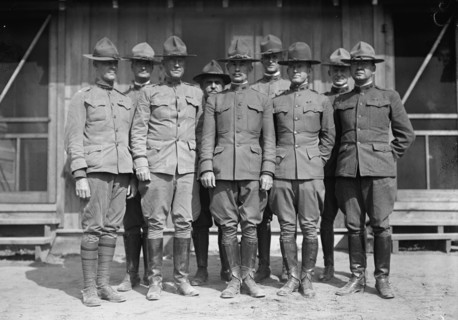 Camp Meade #1 - General Kuhn And Staff, 1917. Front: Col. Huntington; Lt. Col. Tenney Ross... Creator: Harris & Ewing.