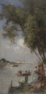 Esquisse pour le salon des Arts de l'Hôtel de Ville de Paris : La Seine au Bas-Meudon, c.1889. Creator: Gustave Colin.