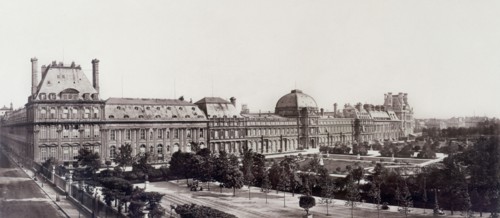 Panorama taken from rue de Rivoli towards the facade of the Tuileries, 1st arrondiss..., c1862-1871. Creator: Unknown.