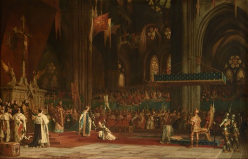 The coronation of Charles VII in the Rheims Cathedral, 17 July 1429, 1861. Creator: Comte, Pierre Charles (1823-1895).