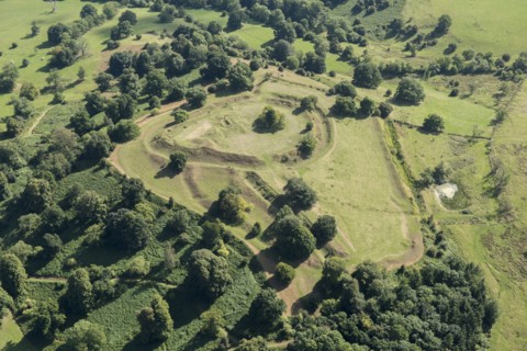 Elmley Castle, a medieval ringwork and bailey within two Iron Age hillforts, Worcestershire, 2016. Creator: Damian Grady.