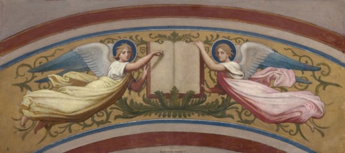 Esquisse pour l'église Saint-François-Xavier : Le livre des évangiles soutenu par..., c.1874-1876. Creator: Romain Cazes.