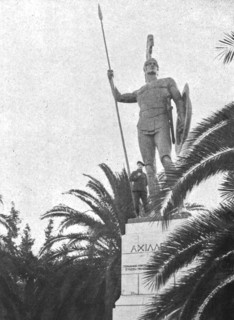 'L'Achilleion, transforme en ambulance, est confie a la garde de nos alpins; le geant..., c1916. Creator: Robert Vaucher.