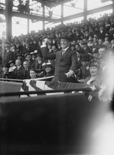 President Woodrow Wilson and wife Ellen Axson Wilson, Mrs. Willoughby S Chesley, Baseball, 1917. Creator: Harris & Ewing.