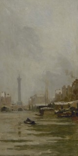 Esquisse pour le salon des Sciences de l'Hôtel de Ville : Le bassin de l'Arsenal, c.1888 - 1890. Creator: Pierre Vauthier.