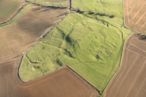 Deserted medieval village of Whatborough showing as earthworks, near Halstead, Leicestershire, 2020. Creator: Damian Grady.