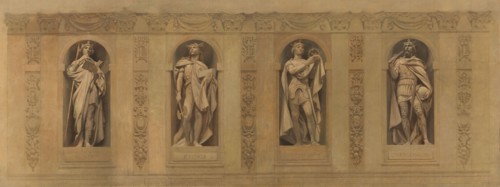Esquisse pour l'église Saint-Paul-Saint-Louis : Robert le Pieux. Clovis. Saint Louis..., c.1873-1875 Creator: Joseph Blanc.