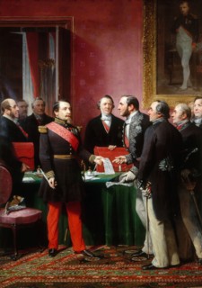 Napoléon III remettant au baron Haussmann le décret d'annexion des communes...(16 février 1859),1865 Creator: Adolphe Yvon.