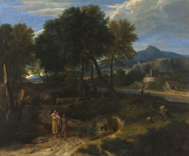 Pastorale avec un jeune pâtre et une femme avec un enfant dans les bras, between 1662 and 1679. Creator: Francisque Millet.
