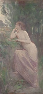 Esquisse pour le salon des Lettres de l'Hôtel de Ville de Paris : La Poésie, between 1890 and 1893. Creator: Raphael Collin.