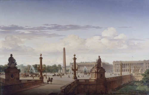 La place de la Concorde, vue de la terrasse du bord de l'eau ; le roi Louis-Philippe..., 1846. Creator: Jean-Charles Geslin.
