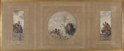 Sketch for the town hall at Pantin : The Future; Hardy Pantin! Onwards!. Hope. Past Glory, 1886. Creator: Francois Schommer.