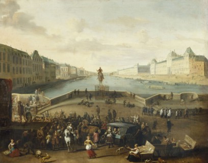 The Seine seen from the Pont-Neuf, around 1665, current 1st arrondissement. Statue..., c1665-1669. Creator: Hendrik Mommers.