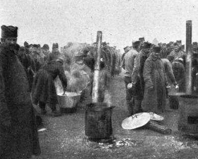 'Aux Camps Serbes (Soldats et refugies civils) de Salonique; les cuisines des detchements...', 1916. Creator: Hubert Jacques.