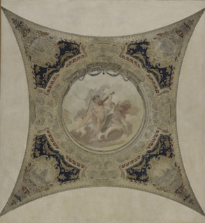 Esquisse pour la galerie Lobau de l'Hôtel de Ville de Paris : Génies musiciens - Monuments..., 1890. Creator: Hector d' Espouy.