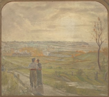 Esquisse pour la salle des mariages de la mairie de Romainville : Paysage avec un..., c.1904-1907. Creator: Jean Joseph Enders.