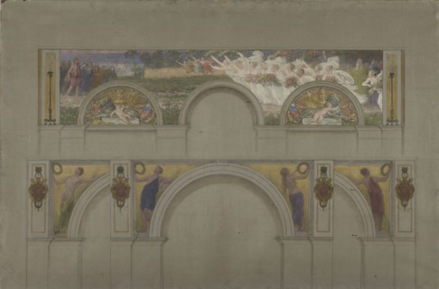 Esquisse pour les salons d'entrée de l'Hôtel de Ville de Paris : Scène antique, le triomphe..., 1892 Creator: Jules-Jean Ferry.