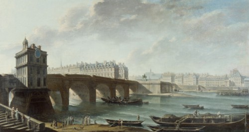 La Pompe de la Samaritaine, le Pont-Neuf et l'île de la Cité, le quai de Conti, vus..., before 1771. Creator: Nicolas Raguenet.