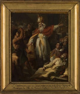Sketch for the church of Saint-Ambroise : St Ambrose saving a young priest...c.1819. Creator: Pierre Antoine Augustin Vafflard.